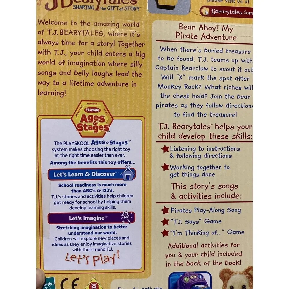 TJ‎ Bearytales Hasbro Playskool Book & Cartridge Bear ahoy! My Pirate Adventure